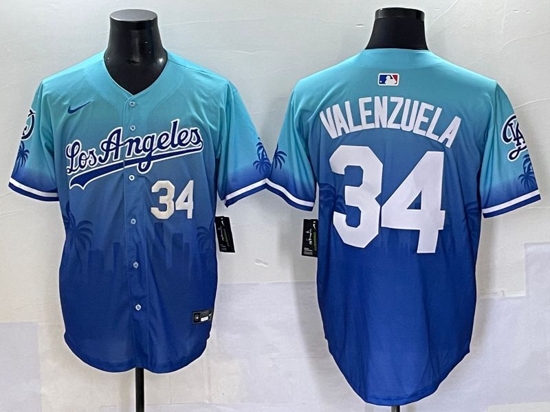 Men 2025 Los Angeles Dodgers #34 Valenzuela Blue Nike MLB Jersey Daoqite style 4->los angeles dodgers->MLB Jersey